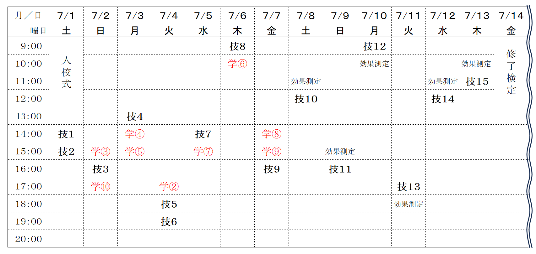 スケジュール例